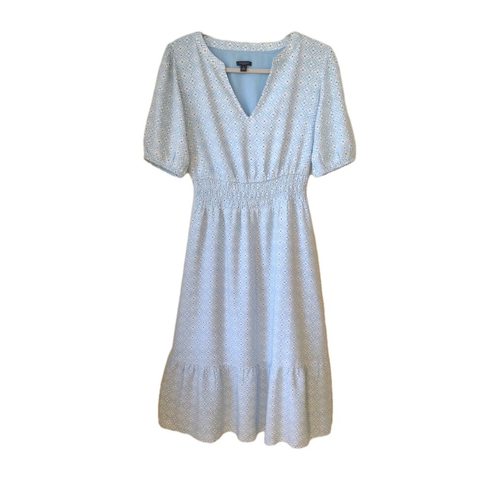 Ann Taylor Dress XS blue lightweight travel cottage Corp Granny Corp comfortable